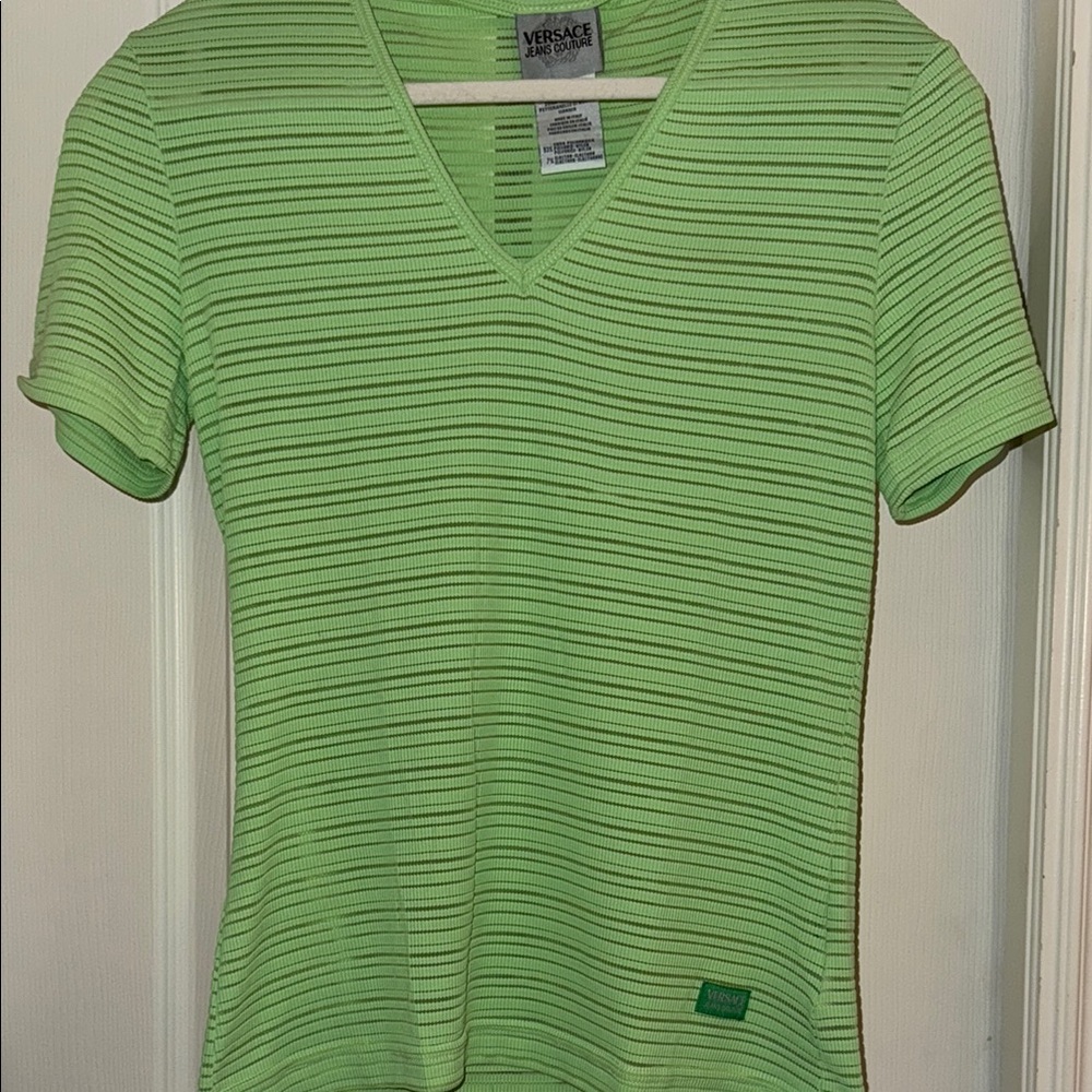 Versace Jeans Couture Green Fitted Short Sleeve Tee